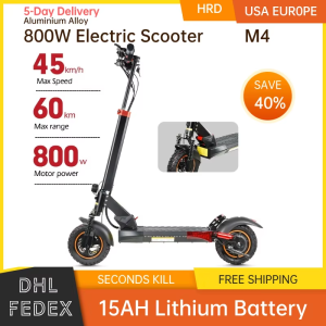 Scooter Eléctrico 800W M4 Caballos de Fuerza 15ah Batería de Litio-ion Autonomía 60km Scooter Plegable de Movilidad en Ciudad 10 Pulgadas Scooter Eléctrico para Adultos (Entrega en 3 días)