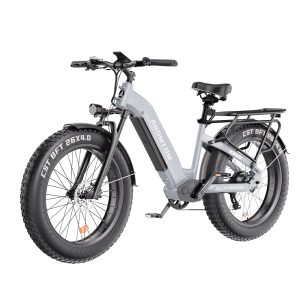 Bicicleta Eléctrica de Nieve para Adultos E300-26*4.0: Motor 48V 750W, 45km/h, Autonomía 70km, Neumáticos Todo Terreno 26×4.0, Cuadro de Aluminio, Frenos de Disco Hidráulicos - Disponible en Blanco y Plata(Entrega en 3 días en USA)